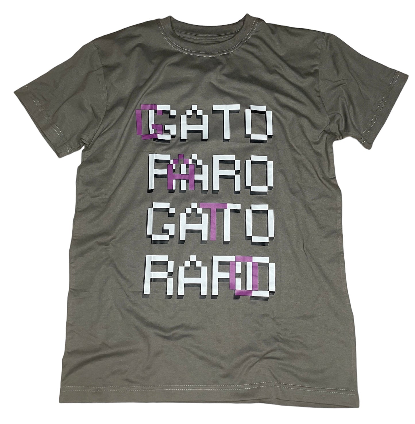 A unique blend of contemporary and classic, this gender-neutral slim-fit tee shirt is a boutique essential, presented in a stylish shade of grey with purple and white accents for an eye-catching finish. Its timeless elegance makes it the perfect choice for adding a touch of luxury to any ensemble.