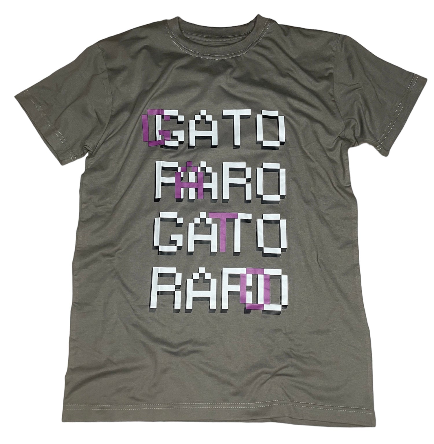 A unique blend of contemporary and classic, this gender-neutral slim-fit tee shirt is a boutique essential, presented in a stylish shade of grey with purple and white accents for an eye-catching finish. Its timeless elegance makes it the perfect choice for adding a touch of luxury to any ensemble.